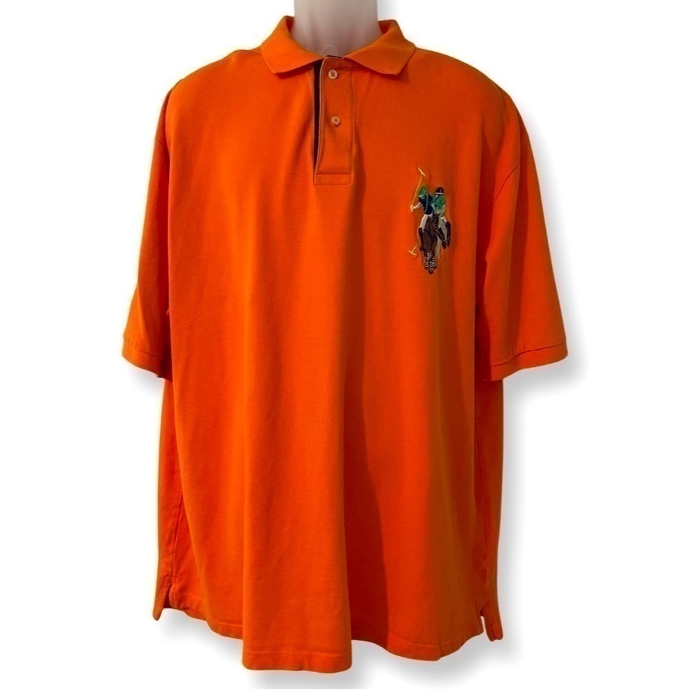 Vintage U.S. Polo Assn. Men’s Orange Cotton Polo Shirt 2XLT Jockey Horse